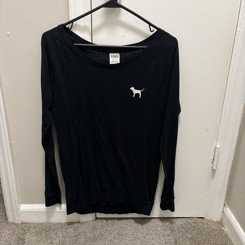 Victoria's Secret PINK Black Top with White Logo